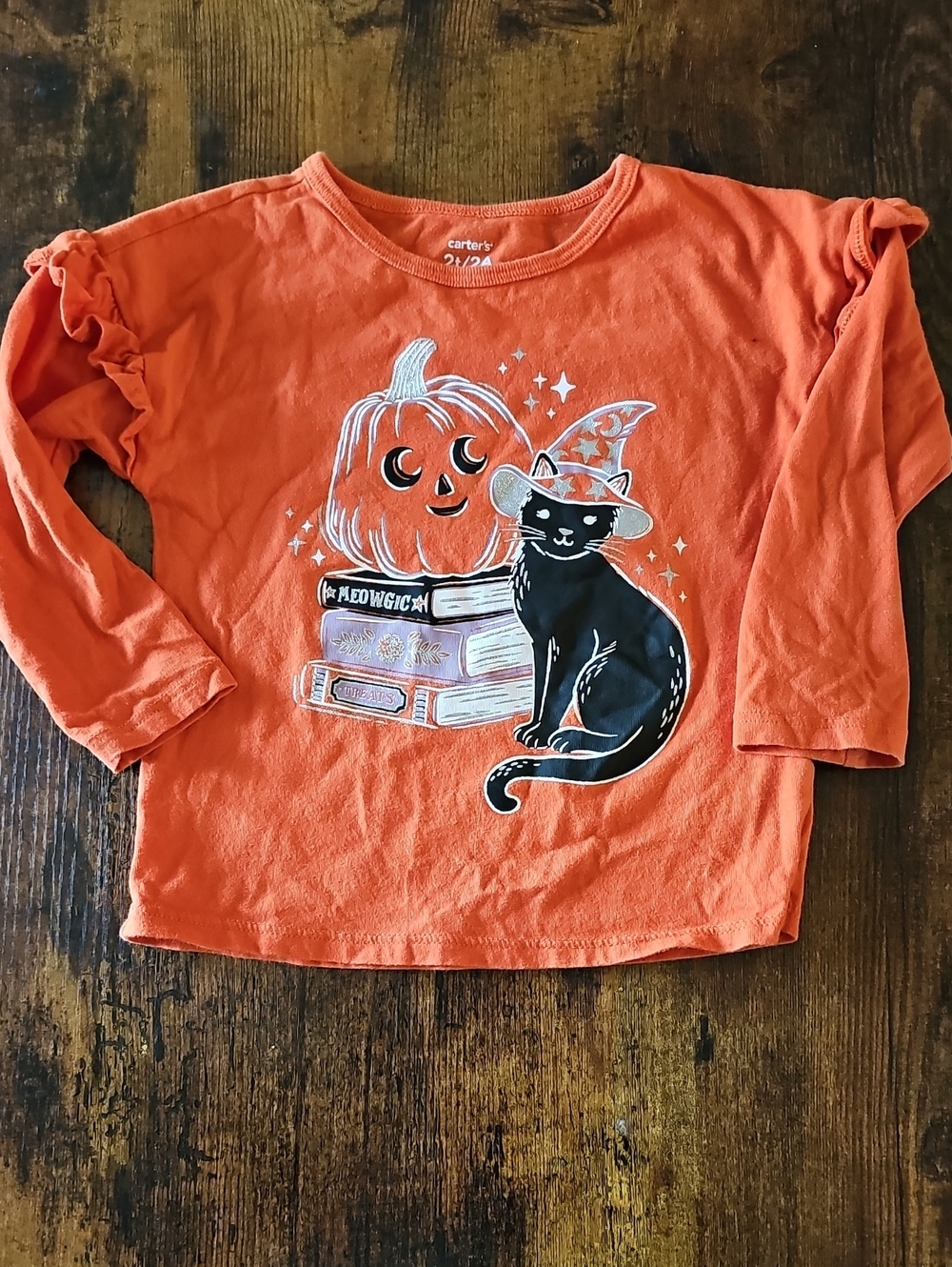 Black Cat Pumpkin Halloween Cozy Comfy Girls Baby Toddler Sz 2 Fall Autumn Top